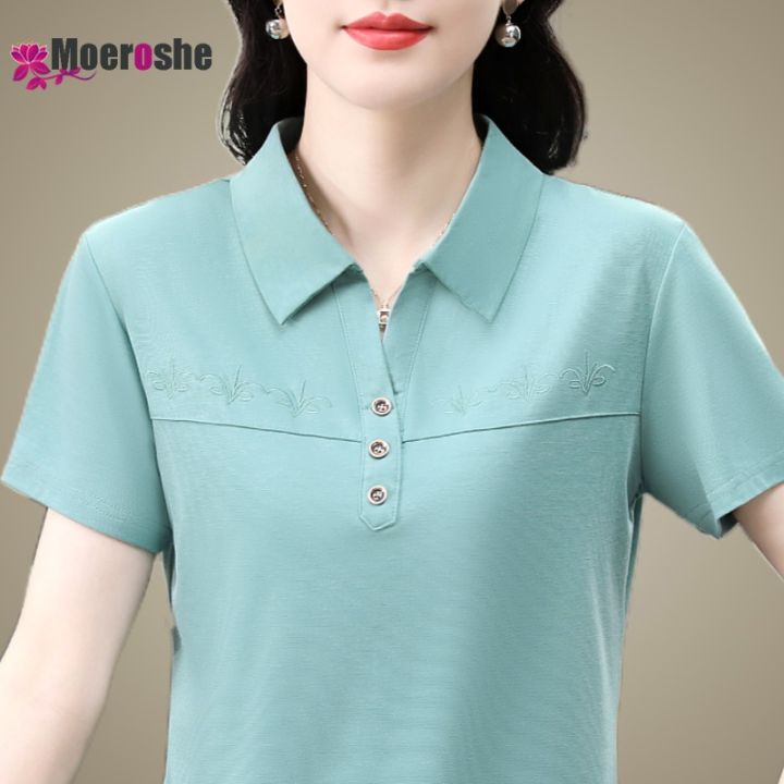 Summer Women's Casual Polo Shirt T-shirt Shirts Korean Dongdaemun 2024 Womans Tops Luxury Clothing Short Sleeve Tee Clothes Golf