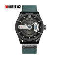 Curren 8301 - Blue Leather Analog Watch for Men.