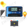 MPPT Solar Charge Controller 100A 60A 30A , 12V/ 24V Solar Panel Intelligent Regulator with Adjustable LCD Display Dual USB Port Timer Setting Auto Parameter. 