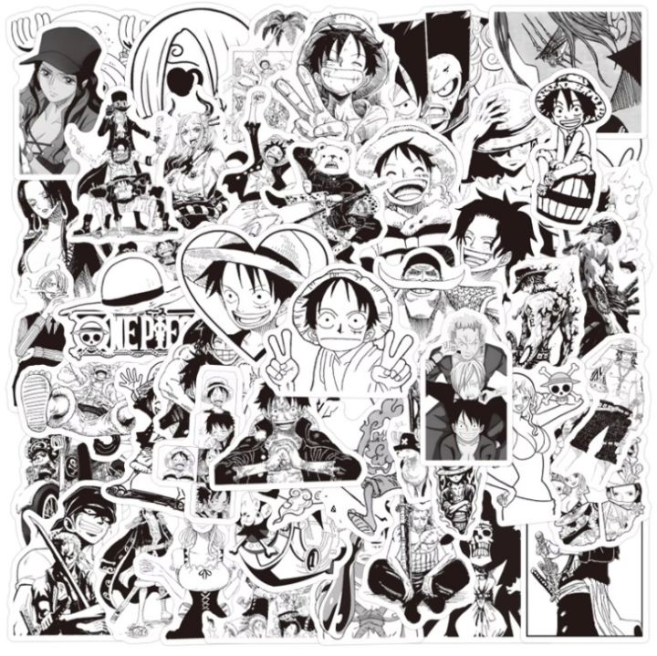 65Pcs/Sets%20One%20Piece%20Roronoa%20Zoro%20Luffy%20Black%20&%20White%20PVC%20Waterproof%20Stickers%20For%20Wall%20Guitar%20Luggage%20Laptop%20Note%20Book%20-%20Image%209