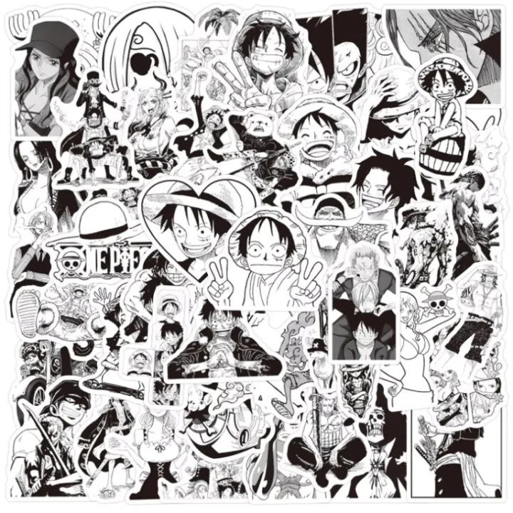 65Pcs/Sets%20One%20Piece%20Roronoa%20Zoro%20Luffy%20Black%20&%20White%20PVC%20Waterproof%20Stickers%20For%20Wall%20Guitar%20Luggage%20Laptop%20Note%20Book%20-%20Image%209