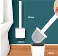 High Mount Real Silicone Toilet Brush with Holder Sticker Set ,Brush for Toilet Deep Cleaning Soft Silicone Bristle Clean Toilet Corner Easily.