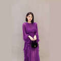 Thirteen Rows 2024 Australian niche new long sleeved pleated backless versatile holiday dress for women. 