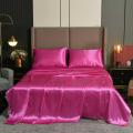 Luxury Silk Microfiber Rose Sheet Set two pcs pillow cover and one Flat sheet Fitted Sheet Bedding Set. 