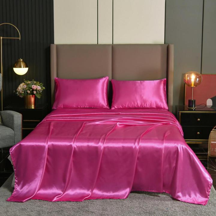 Luxury Silk Microfiber Rose Sheet Set two pcs pillow cover and one Flat sheet Fitted Sheet Bedding Set