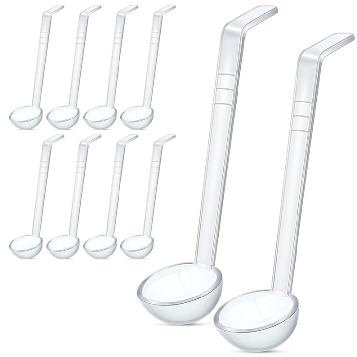 10 Pieces 7.8Inch 1Oz Clear Small Ladle Mini Ladle for Sauce Long Handle Plastic Punch Bowl Ladle Serving Spoons About 20cm