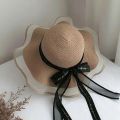 Floppy Foldable Ladies Women Straw Beach Sun Hat Ladies Summer Travel Wide Brim Caps.