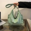 New Casual Large Capacity Trendy Fabric Lightweight Crossbody Bag Fashion Solid Color Commuter Shoulder Large Bag. 