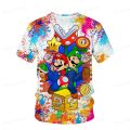 Mario Bros Tshrit for Boys Short Sleeve Children Girls T Shirts Kids Popular Super Mario Tops Tee Summer Tees.