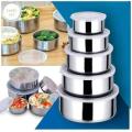 Stainless Steel 5 Pc Food Box With Food Grade Plastic Cover - Tiffin Box For Office. 