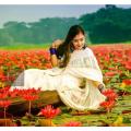 Jhum saree for women with Tangail saree (White). 