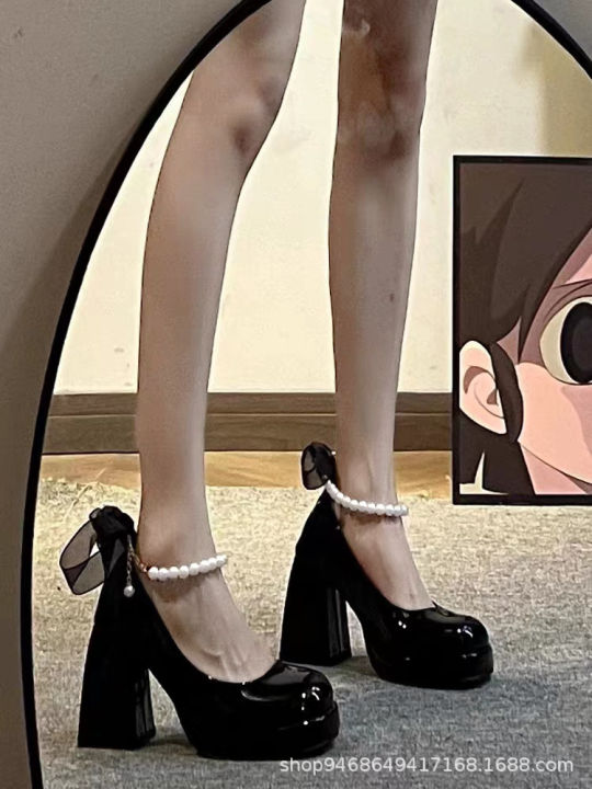 42%20Plus%20Size%20Single%20Shoes%20Women's%20Spring%20Summer%202023%20New%20Square%20Toe%20Block%20Heel%20Straight%20Buckle%20Strap%20Heels%20Bow%20-%20Image%204