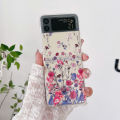 For Samsung Galaxy Z Flip 6 5 4 3 Case Floral Transparent Folding with Bracelet For Samsung Z Flip 3 5G ZFlip4 Hard Back cover. 