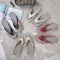 2023 Women's Slippers Summer New Fashion Metal Button Slides Shoes Wedge Beach Sandals Women Outside Platform Leisure Flip Flops.