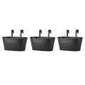 Hanging Flower Pots, Metal Iron Wall Flower Pots for Railing Balcony Garden Home Decoration Easy to Use (Black)3pcs. 