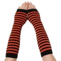 Striped Winter Long Gloves Knit Sleeves Warm Half-Finger Fingerless Arm Cover Brace Men Women Work Solid Wool Soft Gloves. 
