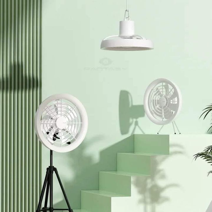 JISULIFE FA17 Rechargeable Fan with LED Light and Table Tripod