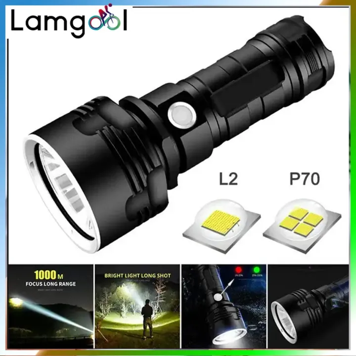 Lamgool%20Super%20Bright%20Hi%20Power%20LED%20Electric%20Torch/Flash-Light%20P70%20USB%20Rechargeable%20Electric%20Torch%20Waterproof%20Light%2026650%20Battery%20Flashlight%20-%20Image%202