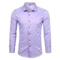 Men's Purple Bamboo Fiber Dress Shirts Brand Long Sleeve Shirt Solid Slim Fit Casual Formal Non Iron Work Shirt Camisa Masculina.