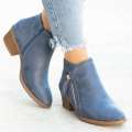 2022 Autumn New Women's Boots European and American Round Toe Side Zipper Block Heel Women's Leather Boots Plus Size Fashion Solid Color Fashion Boots. 