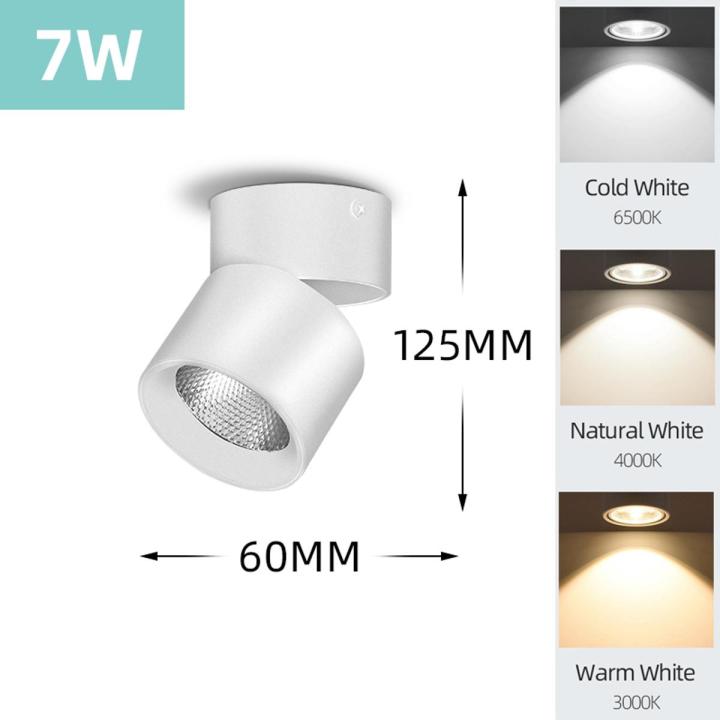 Foldable Surface Mounted LED Ceiling Light Downlight 7W 10W 15W Black Kitchen Lighting LED Down Light Round Led Panel Spot Lights Toilet Bathroom Bedroom Living Room Nordic Kitchen Light for Ceiling Lamp