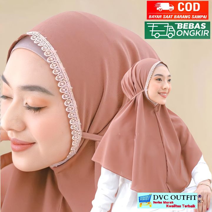 Instant hijab Bergo al Azhar lace/Bergo Maryam lace veil women-veil Bergo-instant hoods