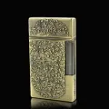 Fortune Flower Pattern Ultra-thin Grinding Wheel Flint Metal Open Flame Lighter Cigarette Cigar Gas Butane Gas Lighter Gadgets. 