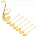 Spoon Set With Swan Stand - Gold And Silver - Chopsticks. 