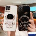 Tokifu For Realme 8 8 Pro Back Cover With Astronaut Folding Holder Luxury 6D Plating Case Soft Silicone Bracket Phone Cases. 