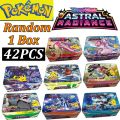 New Anime 42PCS Pokemon Cards Iron Metal Box ASTRAL RADIANCE TEAM UP GX Shining Cards Toy Battle Game Collection Cards Gift. 