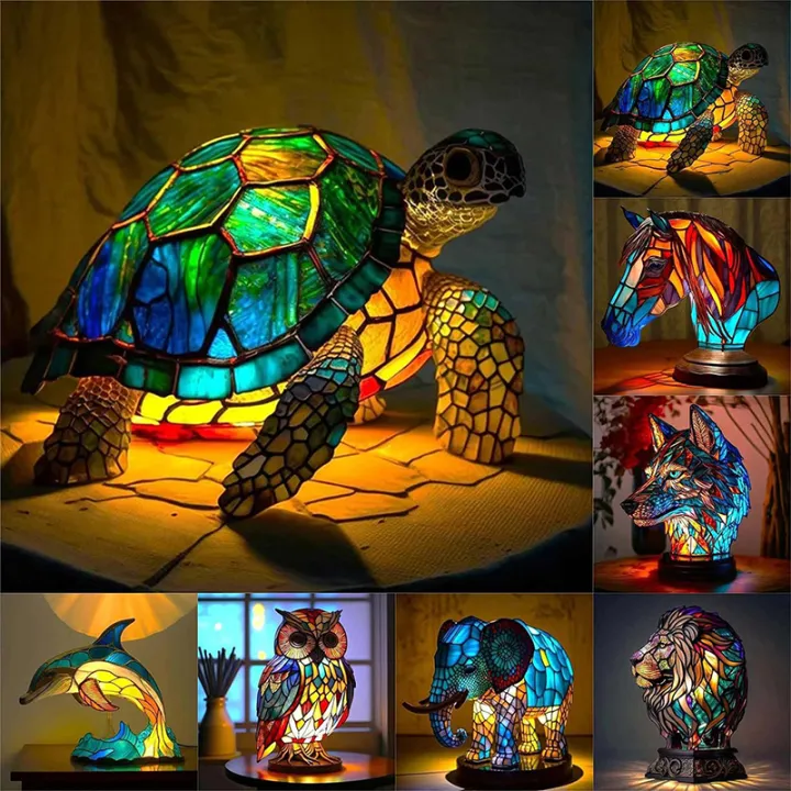 Animal%20Table%20Lamp%20Series,Stained%20Glass%20Cat,Dragon,Wolf,Horse,Owl,Dolphin,Turtle,Elephant,Mermaid%20Table%20Lamp%20Night%20Light%20Demoo%20-%20Image%203