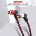 90 Degree 3.5mm Male to 2 RCA Male Cable Right Angle Stereo AUX Y Splitter Cord Microphone Jack Plug for Laptop 1M. 