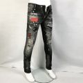 Street Fashion Men Jeans Retro Black Gray Elastic Stretch Slim Fit Ripped Jeans Men Printed Designer Hip Hop Brand Pants Hombre. 