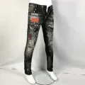 Street Fashion Men Jeans Retro Black Gray Elastic Stretch Slim Fit Ripped Jeans Men Printed Designer Hip Hop Brand Pants Hombre. 