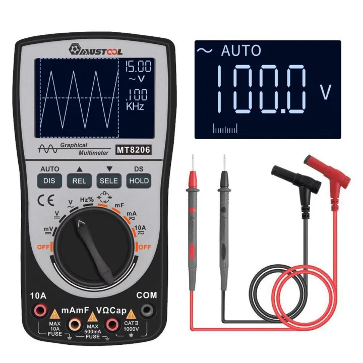 Upgraded MT8206 2 in 1 Intelligent Digital Oscilloscope Multimeter Current Voltage Frequency Tester with Analog Bar Graph