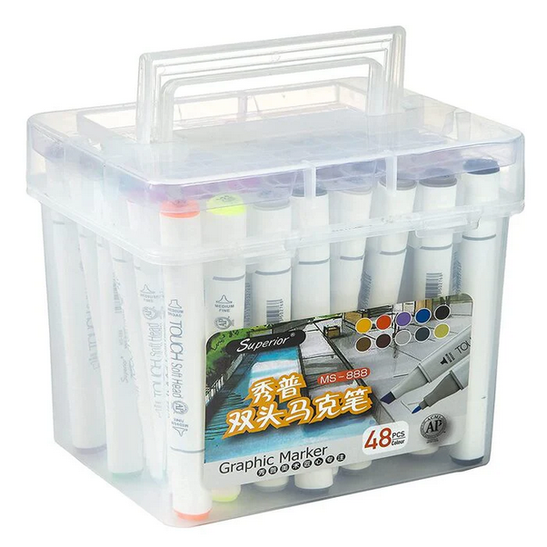 48 PCS Superior Touch Soft Head Art Markers premium-quality, double-headed sketch markers designed for artists and hobbyists.