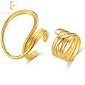 Enacolor 2Pcs/Set Simple Alloy Metal Geometric Opening Ring Adjustable Accessories Female.