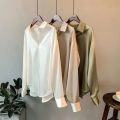 2022 Silk Korean Office Ladies Elegant Shirt Blouse Women Fashion Button Up Satin Shirt Vintage White Long Sleeve Shirts Tops. 