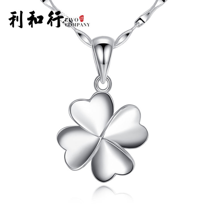 s999%20sterling%20silver%20necklace%20women's%20Korean%20version%20fashion%20lucky%20glossy%20four-leaf%20clover%20pendant%20clavicle%20chain%20jewelry%20factory%20direct%20sales%20-%20Image%205
