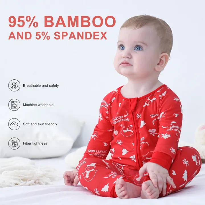 MICHLEY%20Christmas%20Bamboo%20Baby%20Romper%20Cartoon%20Shark%20Car%20Newborn%20Clothes%20Footies%20Overalls%20Bodysuit%20Pajamas%20For%20Boys%20Girls%200-24M%20-%20Image%202