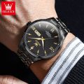 OLEVS  automatic mechanical   movementLuxurious stainless steel strap watch for men waterproof luminous calendar. 