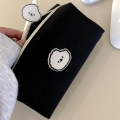 【Best value】 Canvas Pencil Case Portable Cartoon Black Pen Bag Puppy Design Rectangular Canvas Pouch for School Supplies Teen Girl Teen Boy. 