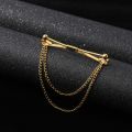 Round Head Double Chain Tassel For Mens Shirt Collar Pin  Accessories. 