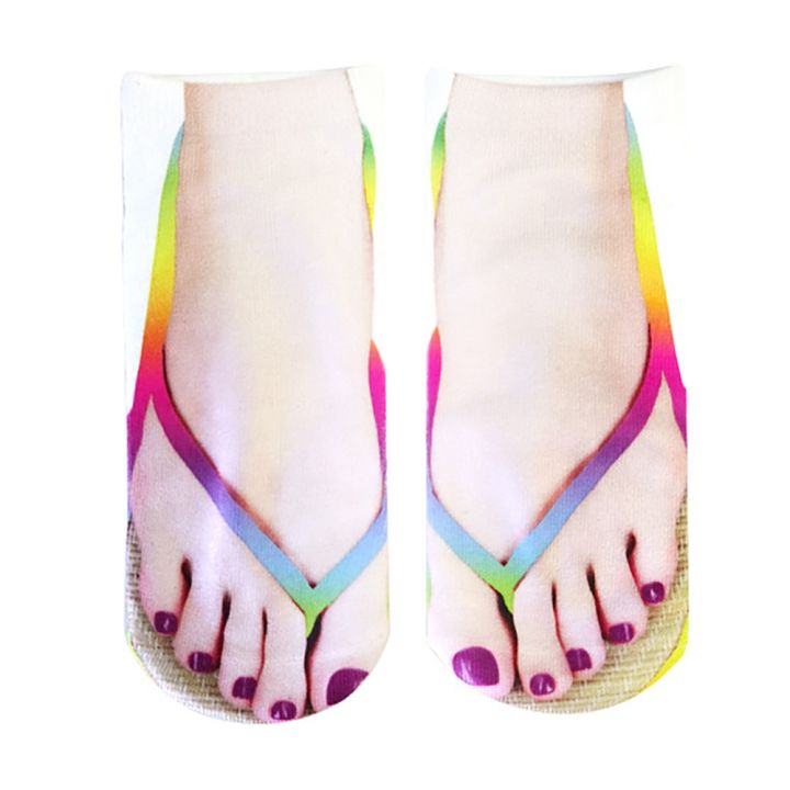 5%20Pair%20Flip%20Flop%20Socks%203D%20Pattern%20Manicure%20Print%20Running%20Socks%20Women%20-%20Image%207