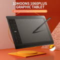 HXSJ 10moons 1060 Plus Graphic Tablet 10*6-inch Large Board Exclusive Phone Painting Area with 8192 Levels Pressure Passive Pen 5080 LPI. 