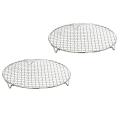 2X 304 Stainless Multipurpose Steel Round Grill Net with Foot Barbecue Rack Steam Baking Rack Camping Outdoor BBQ Meshes. 