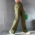 Cargo Pants Women Plus Size Belt Less High Waisted Wide Leg Trousers Straight Leg Relaxed Style Trousers Trousers.