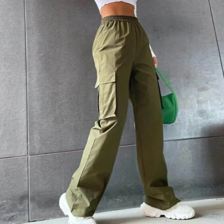 Cargo%20Pants%20Women%20Plus%20Size%20Belt%20Less%20High%20Waisted%20Wide%20Leg%20Trousers%20Straight%20Leg%20Relaxed%20Style%20Trousers%20Trousers%20-%20Image%203