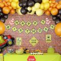 94pcs Construction Theme Black Yellow Orange Balloons Garland Set for Kids Boy Birthday Party Decorations Baby Shower. 