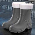 Cross-border mid-barrel thick-soled women's fashion rain boots Women's non-slip autumn and winter wear velvet waterproof rubber boots are sent on behalf of others. 